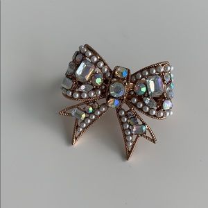 Betray Johnson bow pearl crystal statement ring